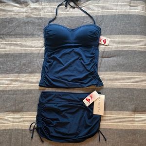 Athleta Aqualuxe Bandeau Tankini and Swim Skirt, NWT